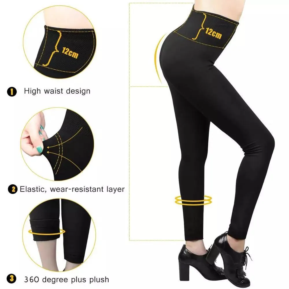 4 Pack Women‚Äôs Fleece Lined Leggings High Waist Stretchy warm Leggings one size