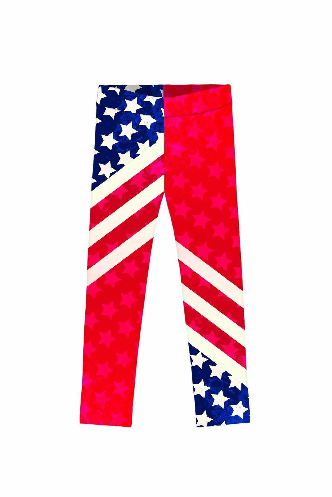 Americana Lucy Red & Blue USA Flag Printed Leggings - Kids