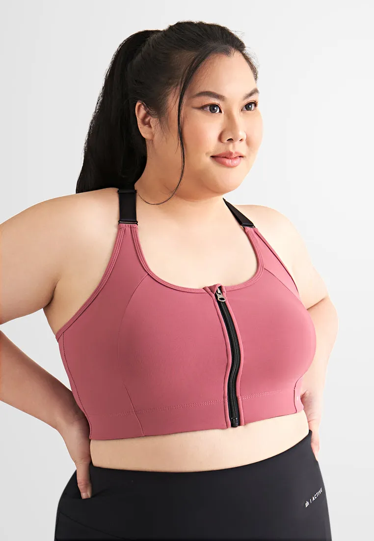 Balance Front Zip Racerback Sports Bra - Pink