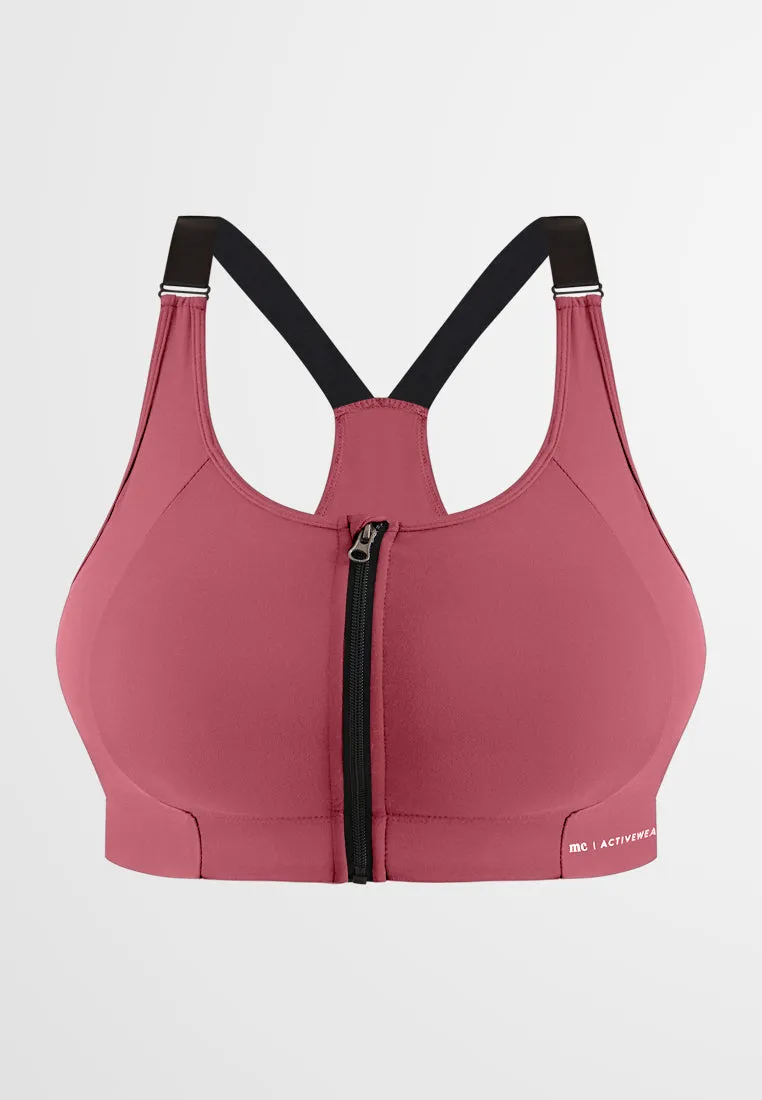 Balance Front Zip Racerback Sports Bra - Pink