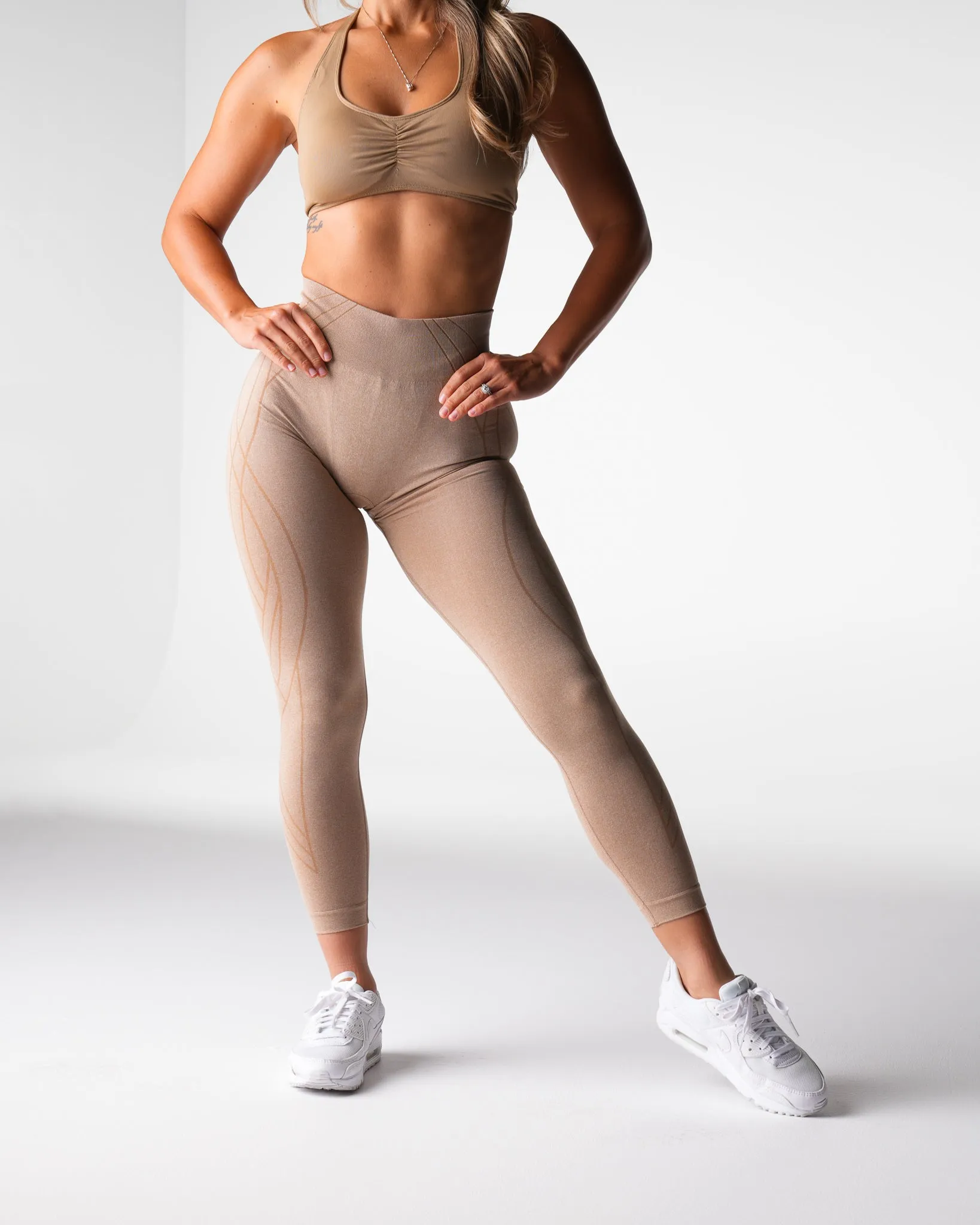 Beige Geo Seamless Leggings