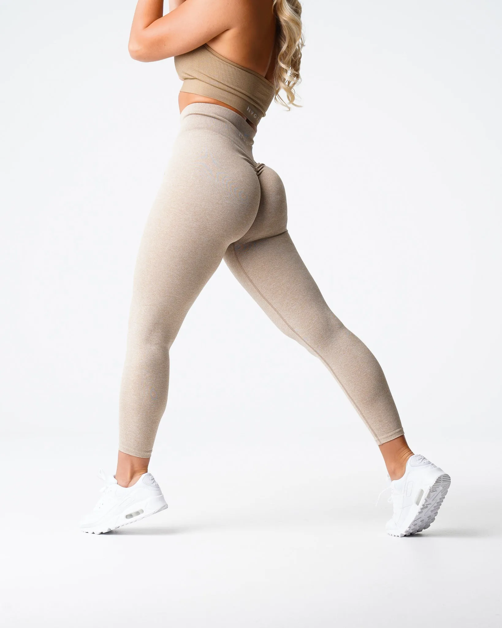 Beige Scrunch Seamless Leggings