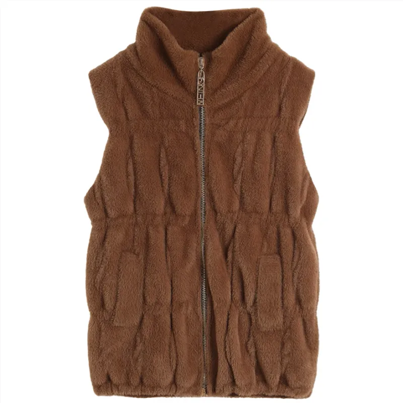 [Best Gift for Her] Women's Loose Warm Plush Zipper Sleeveless Vest