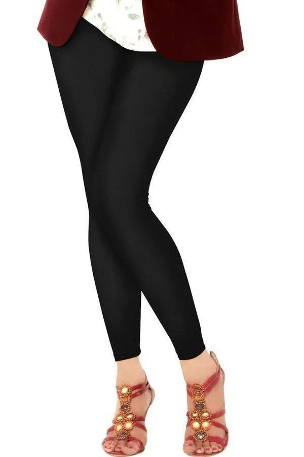 Black Plain Churidar Lycra Leggings