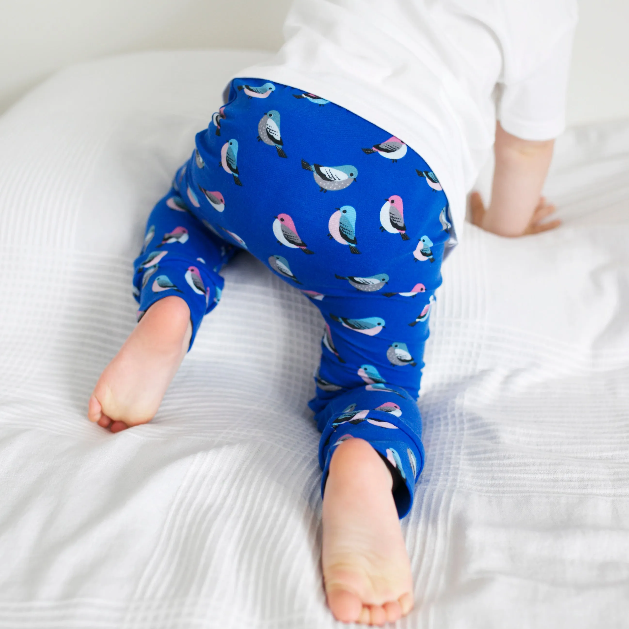 Blue Bird Print Leggings