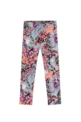 Bora Bora Lucy Watercolor Print Summer School Sporty Leggings - Girls