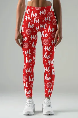 BUY 1 GET 4 FREE! Hohoho Lucy Red Winter Printed Leggings Yoga Pants - Women