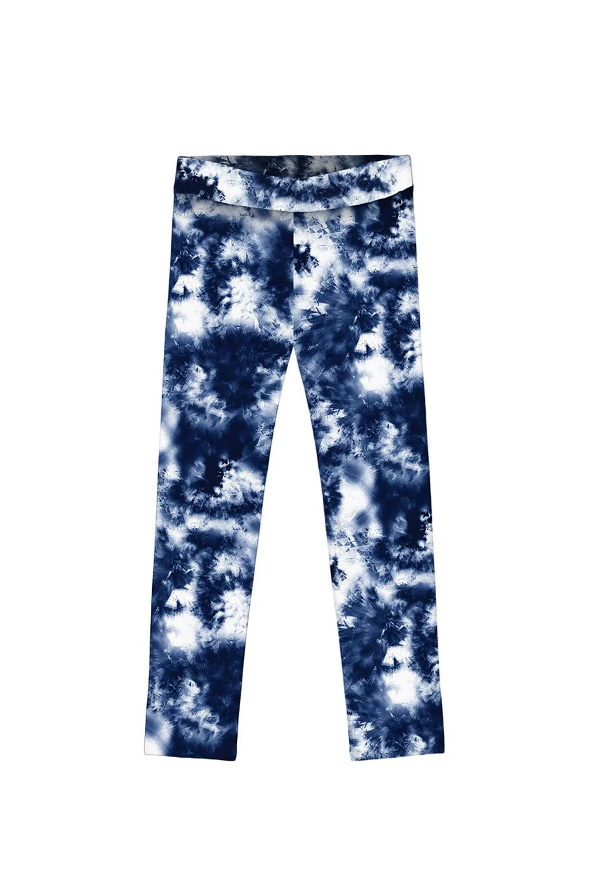 BUY 1 GET 4 FREE! Waterfall Lucy Blue Cute Tie Dye Printed Stretch Leggings - Kids