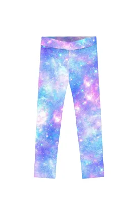 BUY 1 GET 4 FREE! Wizard Lucy Blue Cute Colorful Galaxy Printed Stretch Leggings - Kids