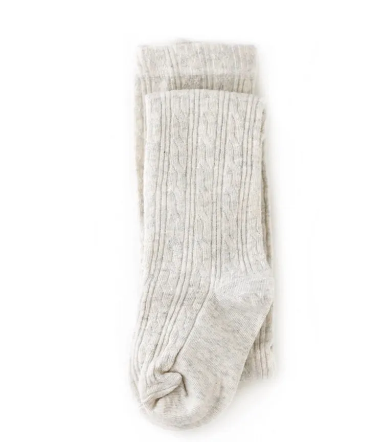 Cable Knit Tights - Heathered Ivory