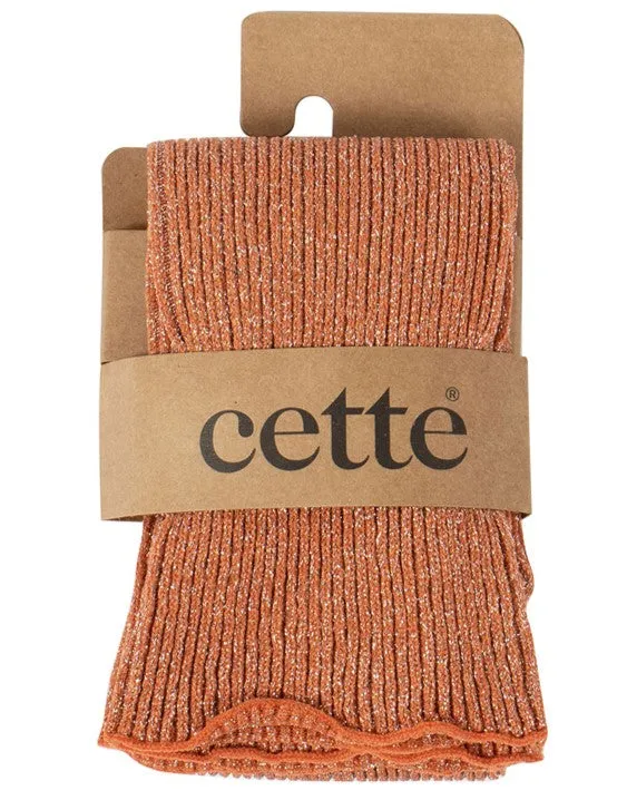 Cette Glitter Ribbed Socks Warm Apricot 278-12