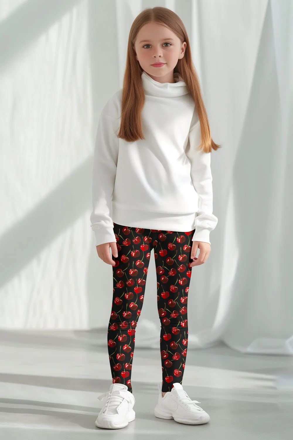 Cherries on Top Black Lucy Fruity Print School Sporty Leggings - Girls