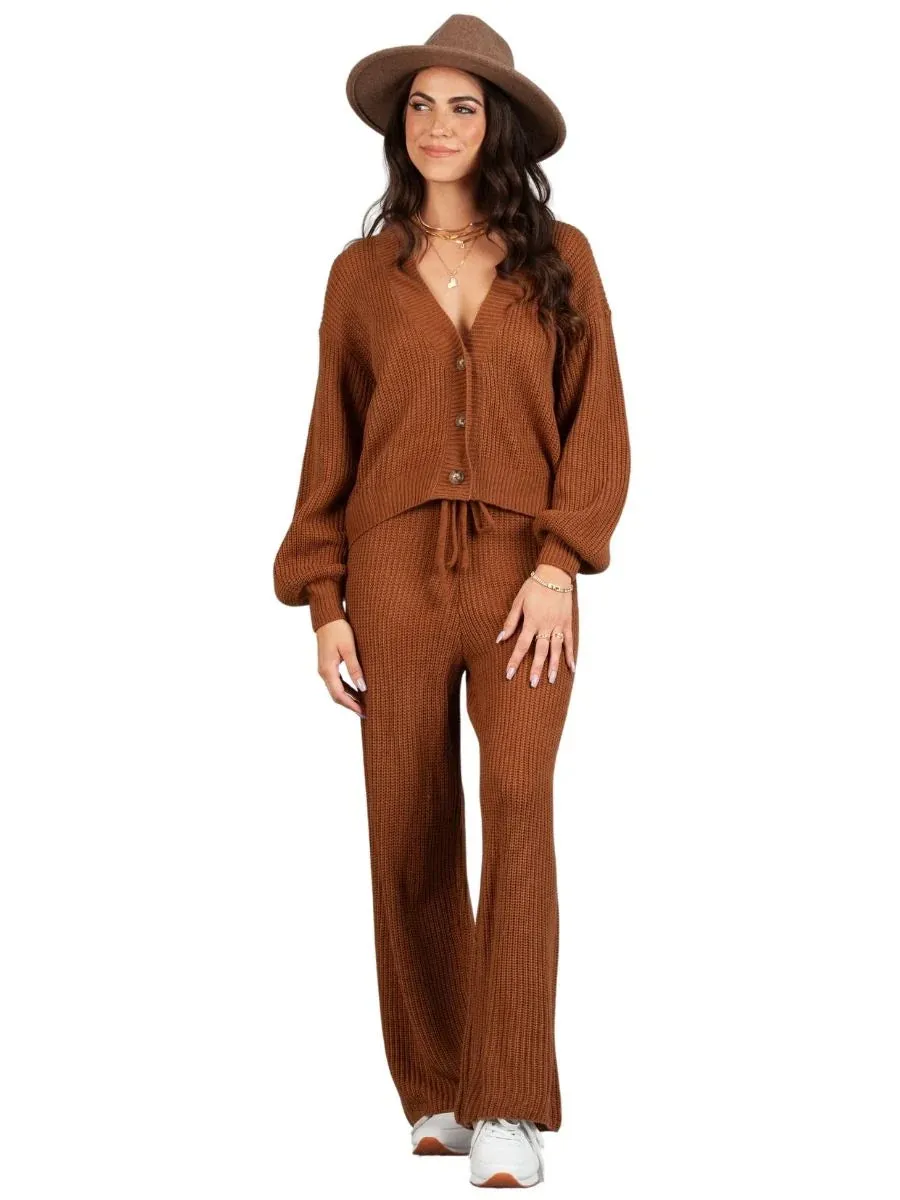 CHESTNUT CHARM SWEATER CARDIGAN   PANTS SET