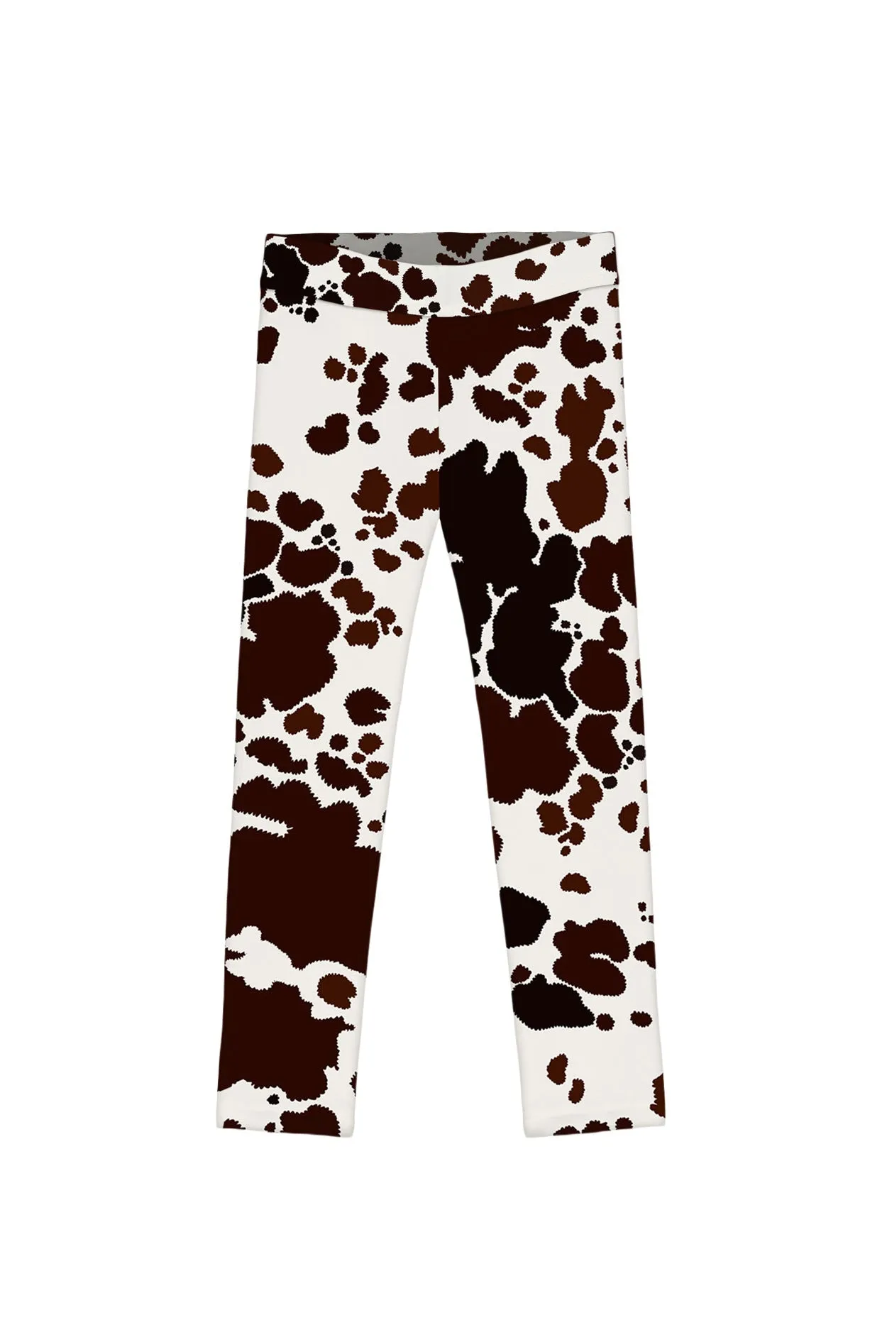 Cowgirl Lucy White Brown Cow Animal Print Best Summer Leggings - Girls