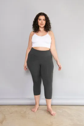 Curve Cropped Lightweight Leggings - Dark Grey