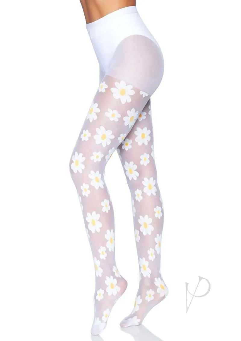 Daisy Nylon Sheer Tights Os White