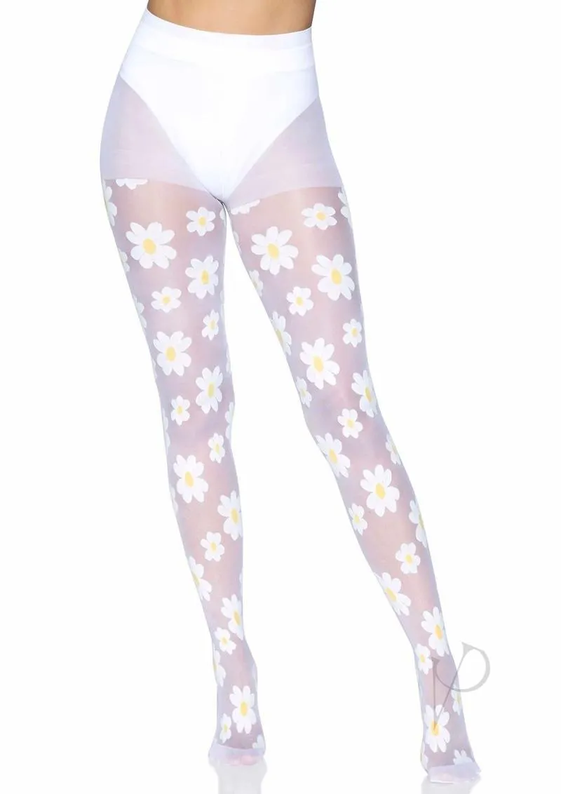 Daisy Nylon Sheer Tights Os White