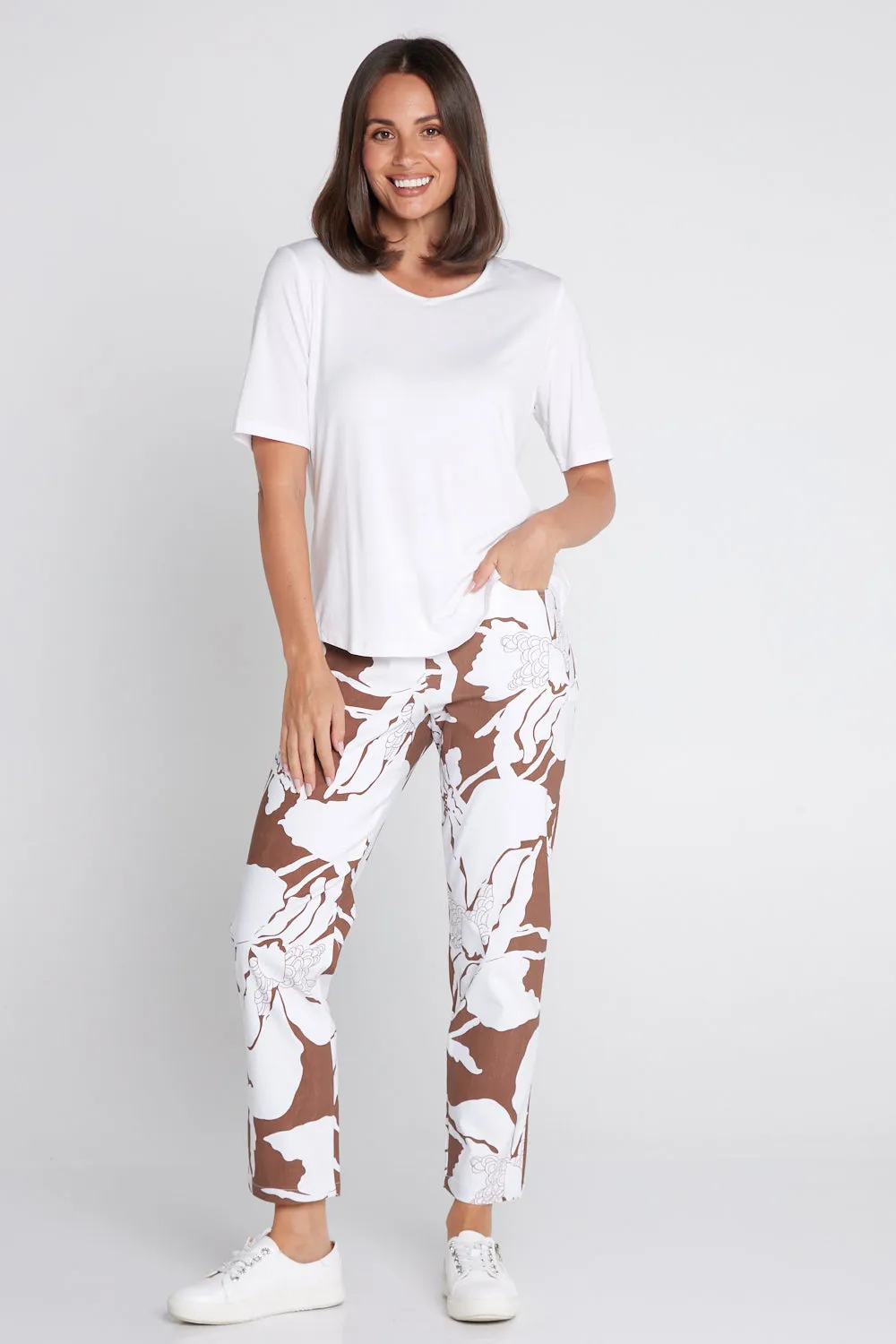 Cocoa Floral Dana Bengaline Capri Pants