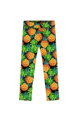 Endless Summer Lucy Green Pineapple Print Cute Leggings - Kids