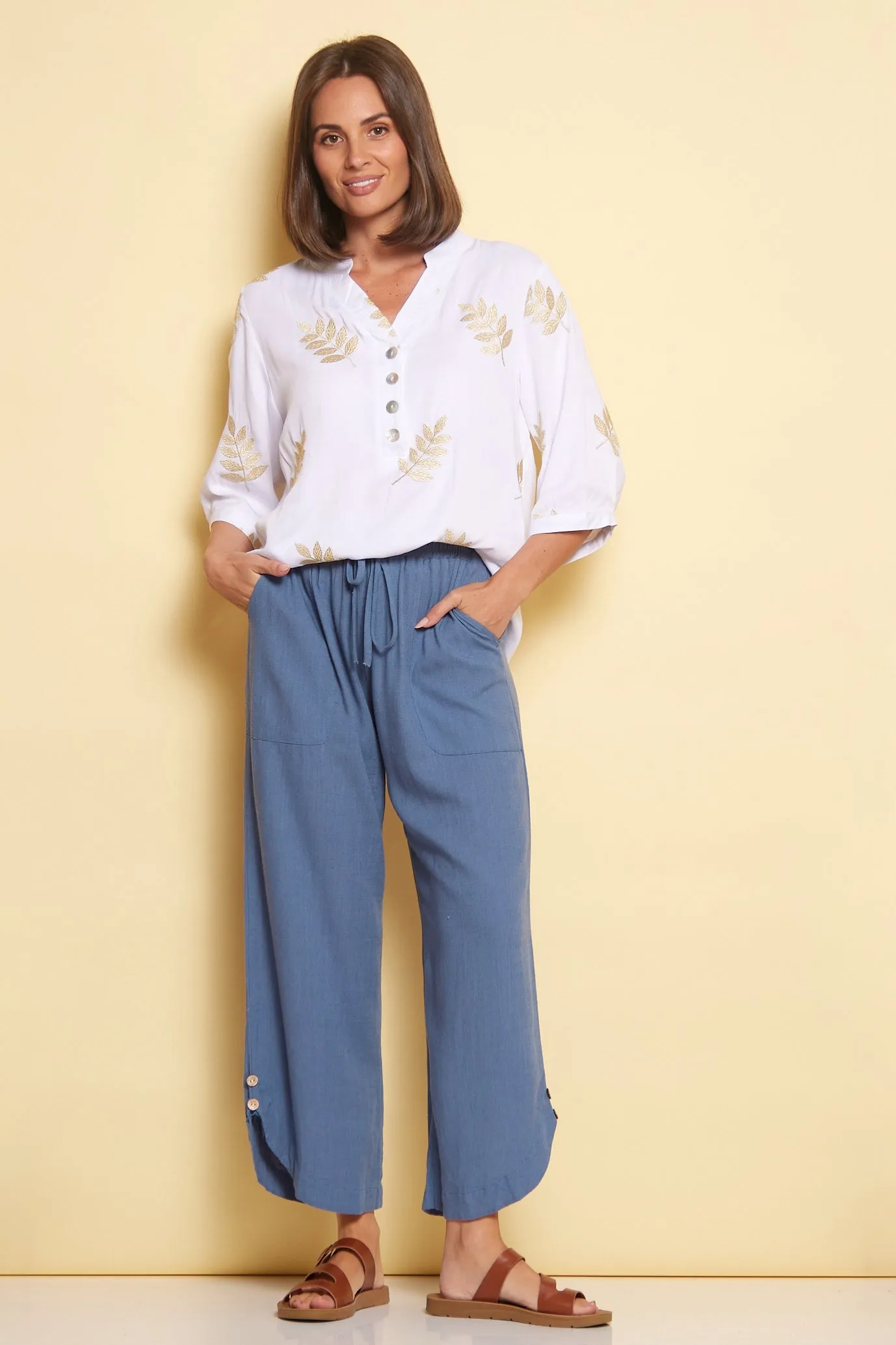 Felicity Linen Pants - Denim