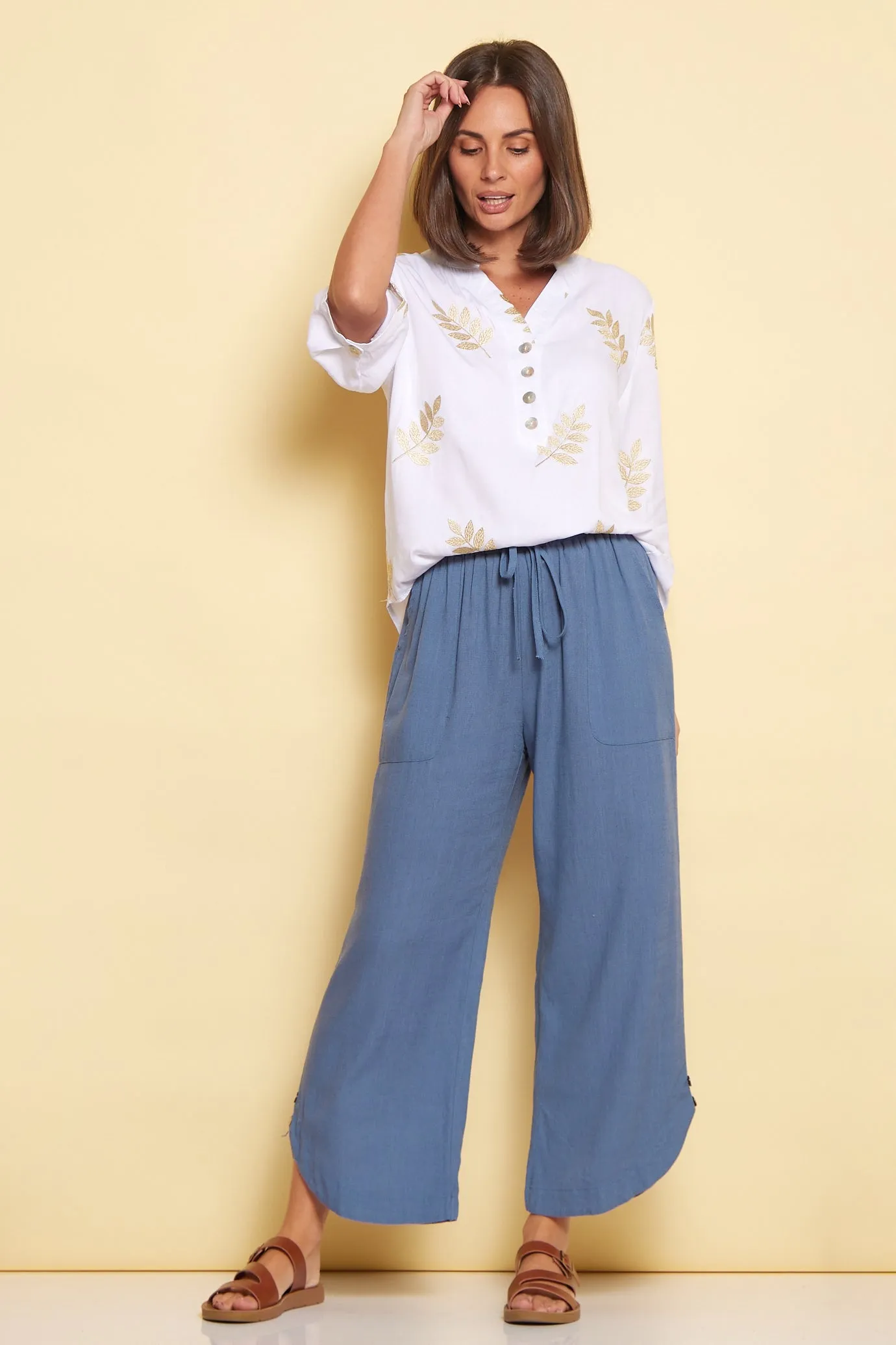 Felicity Linen Pants - Denim