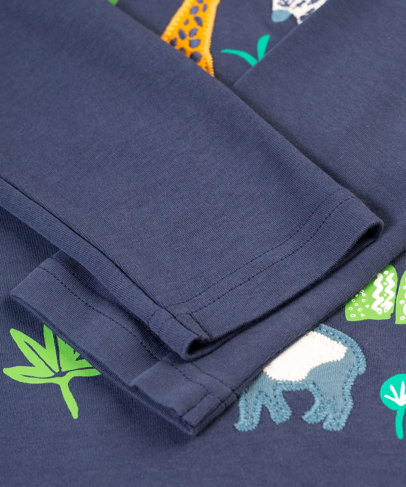 Frugi Campfire Hooded Top - Navy Blue/Go Wild Animals