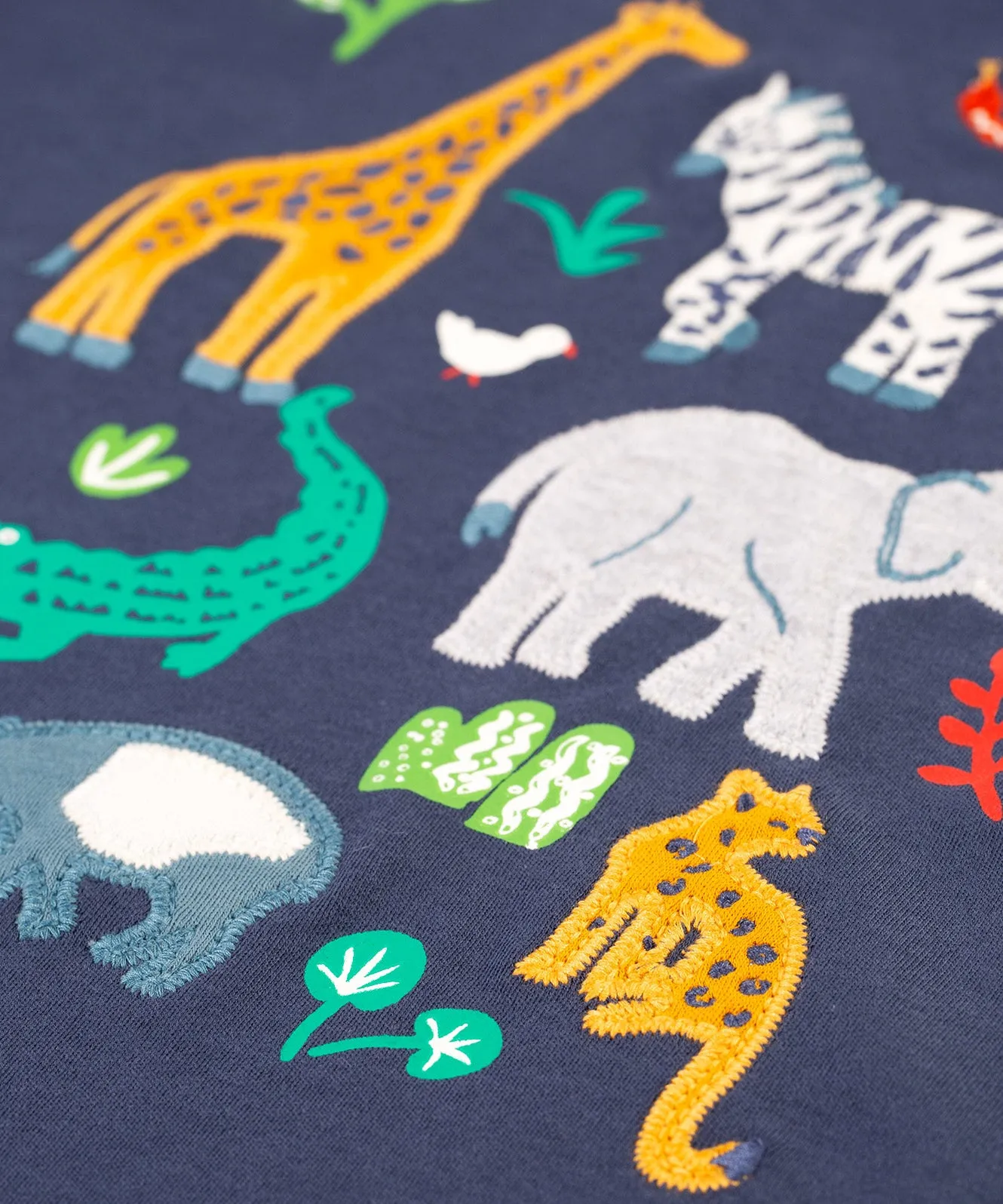 Frugi Campfire Hooded Top - Navy Blue/Go Wild Animals