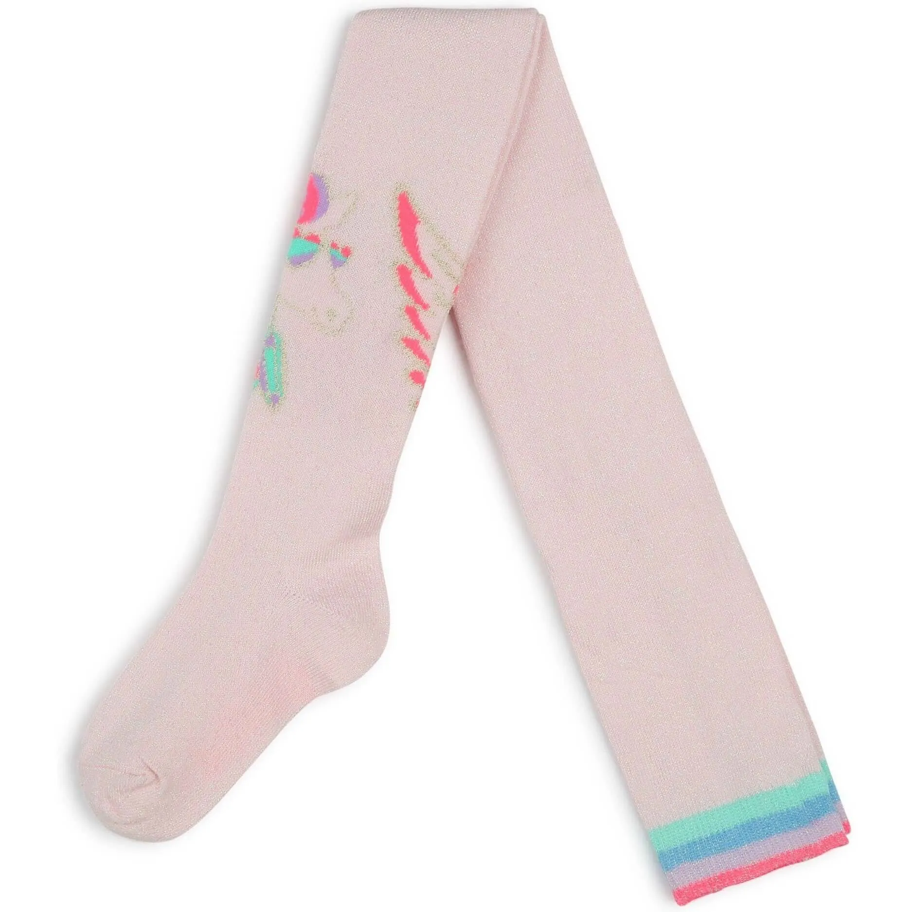 Girls Pink Unicorn Tights