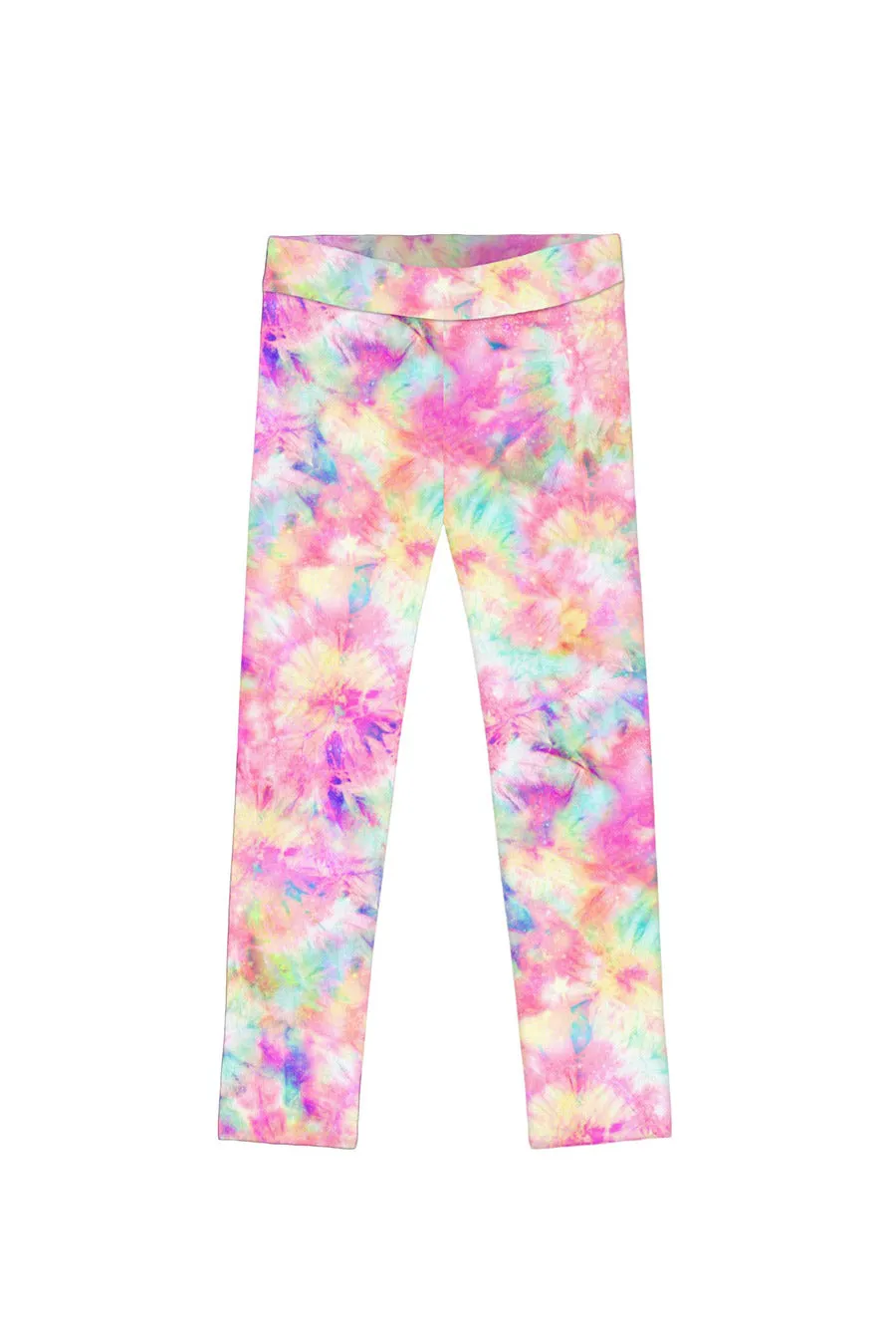 Girly Swirl Lucy Pink Cute Tie Dye Printed Performance Leggings - Kids