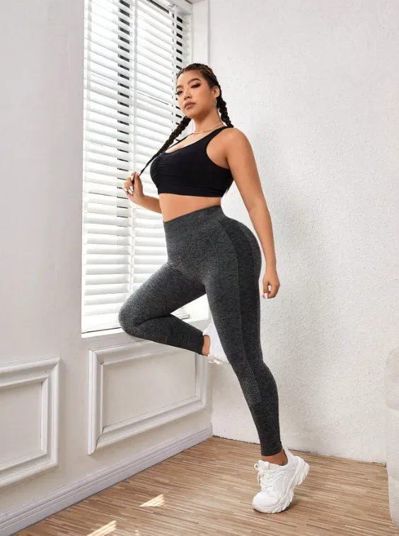 Gym Bunny Grey Tummy Control Gym Leggings - Plus