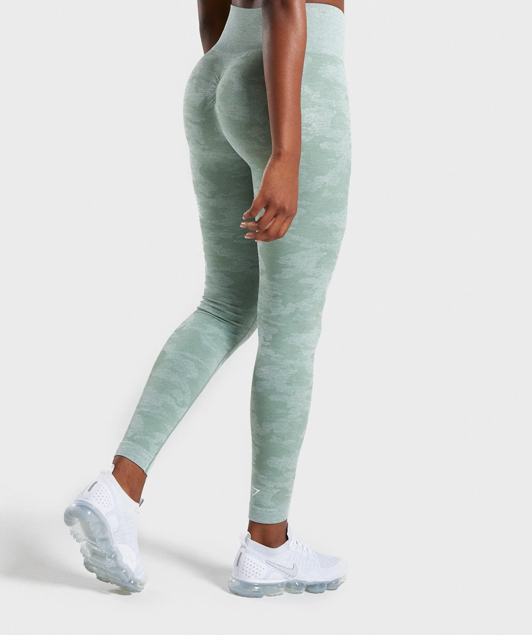 Gymshark Camo Seamless Leggings - Sage Green