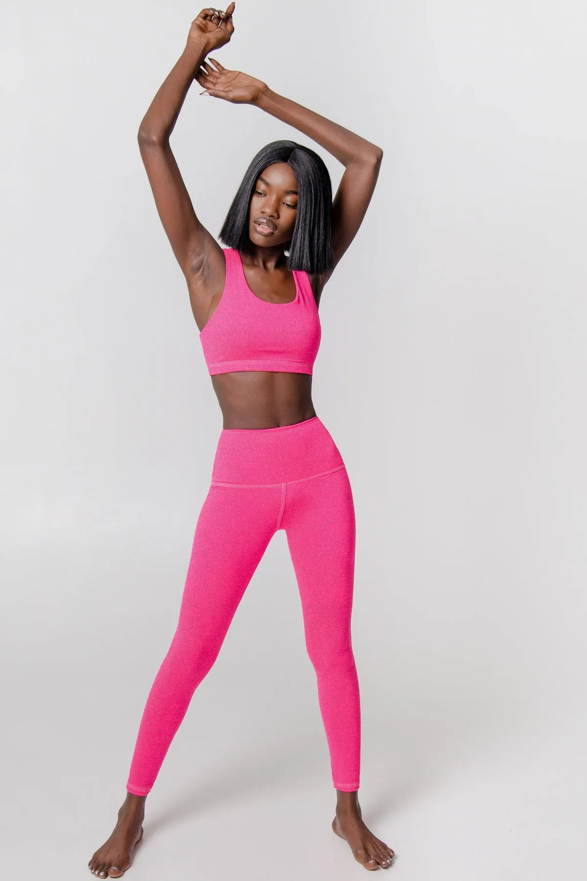 Heather Neon Pink Lucy UV 50  Performance Leggings Yoga Pants - Women