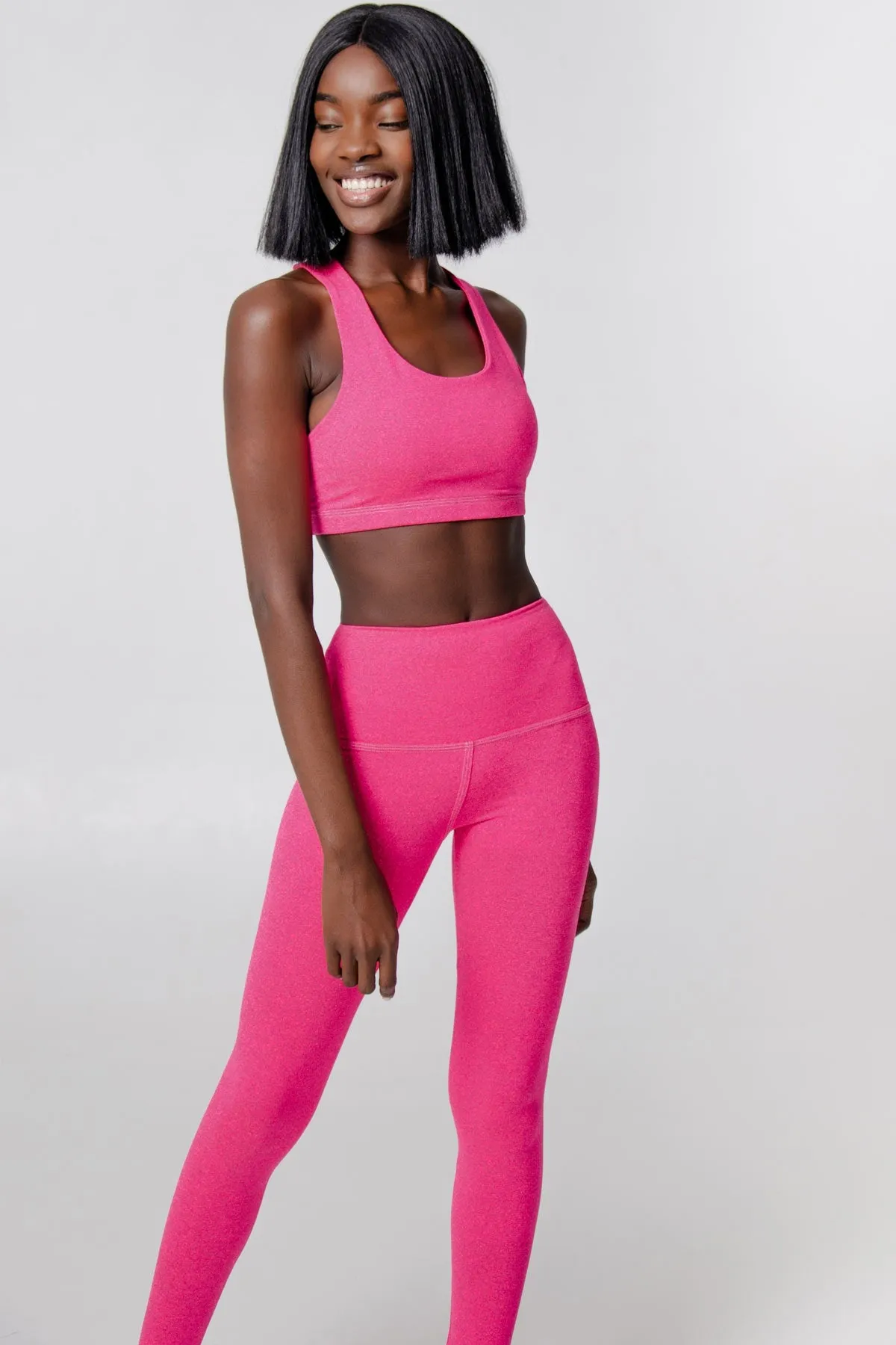 Heather Neon Pink Lucy UV 50  Performance Leggings Yoga Pants - Women