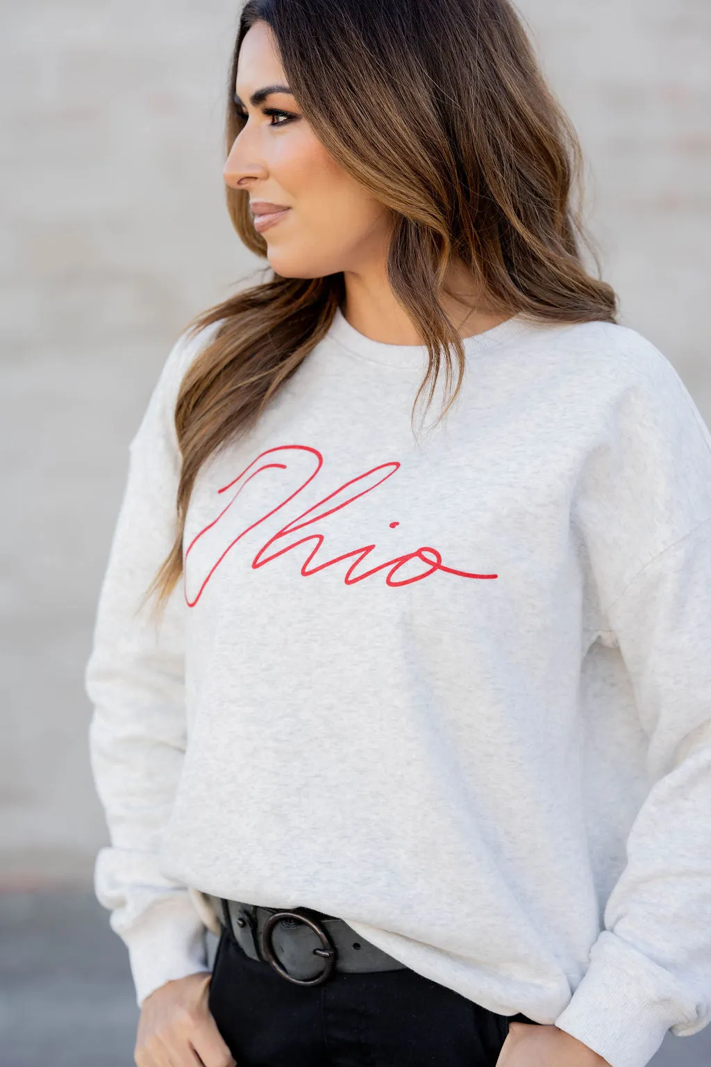 Heathered Cursive Ohio Graphic Crewneck