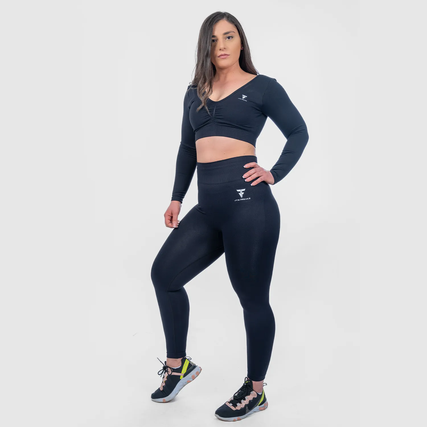 Seamless High-Support Leggings and Top Set in Raven Black