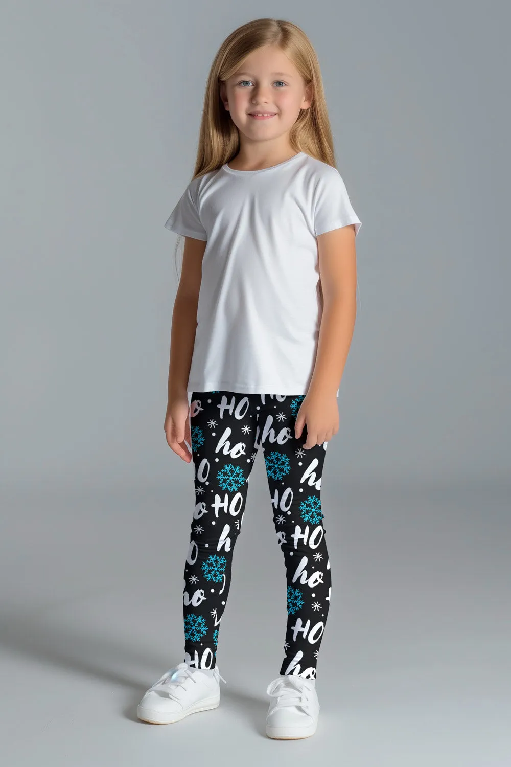 Hohoho Black Lucy Cute Winter Print Leggings - Girls