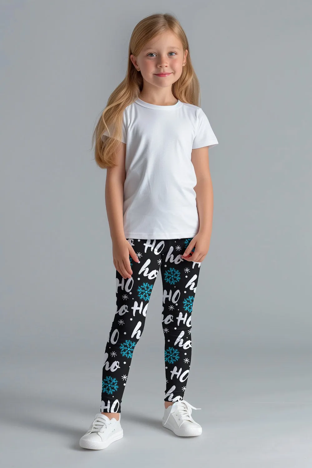 Hohoho Black Lucy Cute Winter Print Leggings - Girls