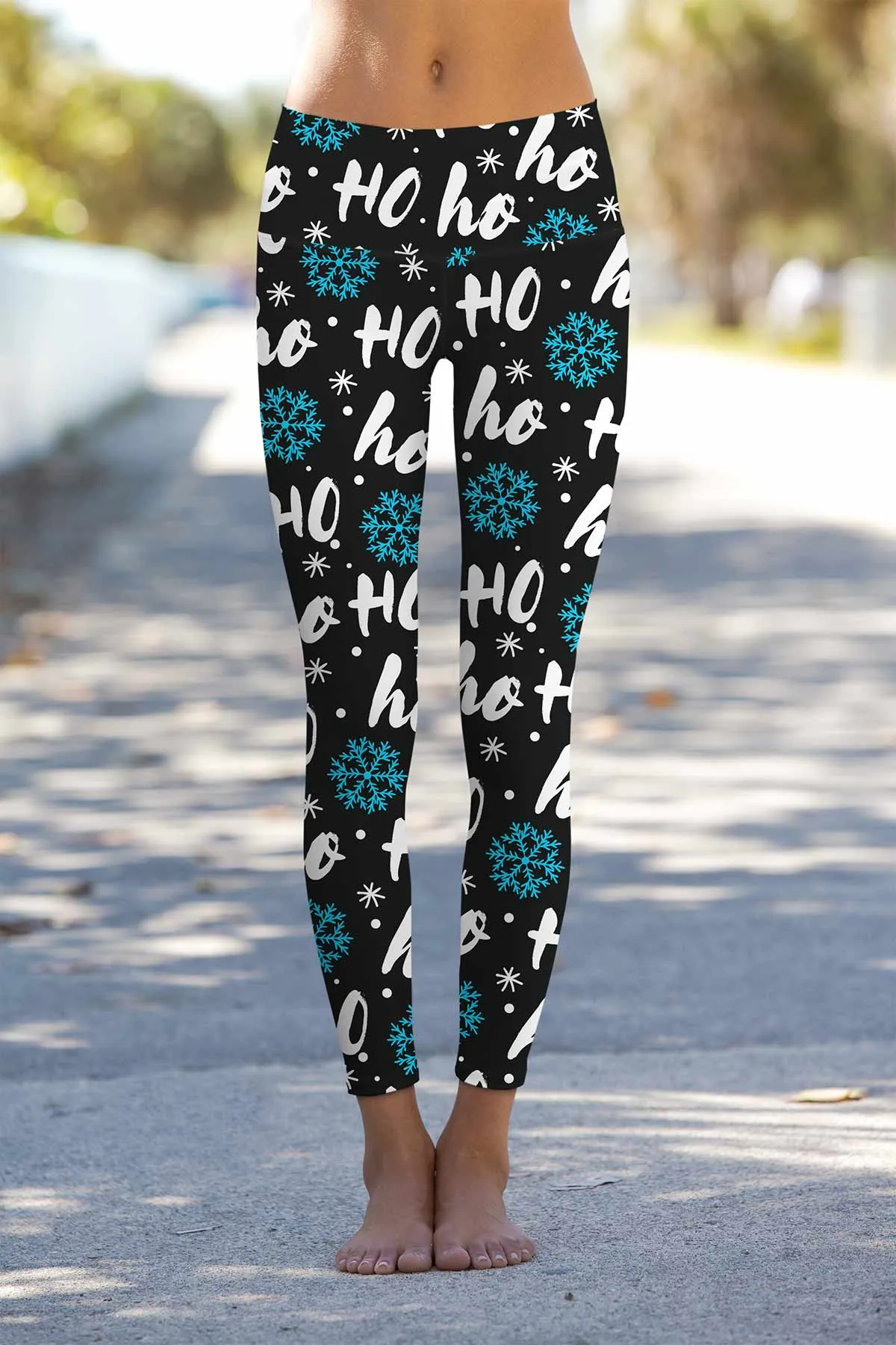 Hohoho Black Lucy Winter Printed Leggings Yoga Pants - Women