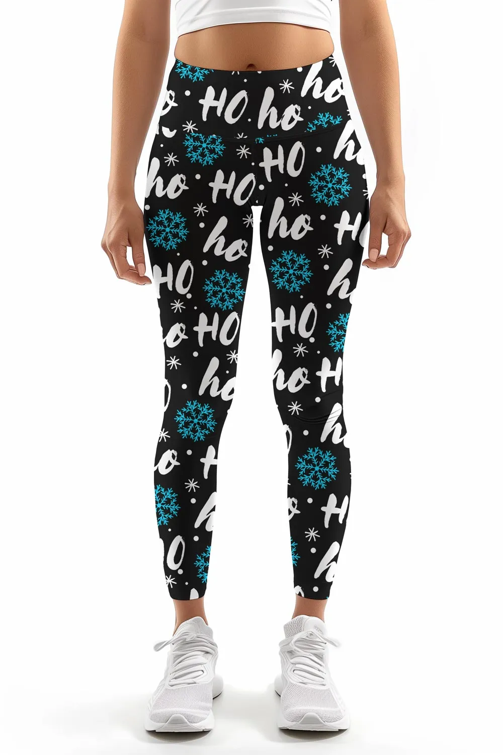 Hohoho Black Lucy Winter Printed Leggings Yoga Pants - Women