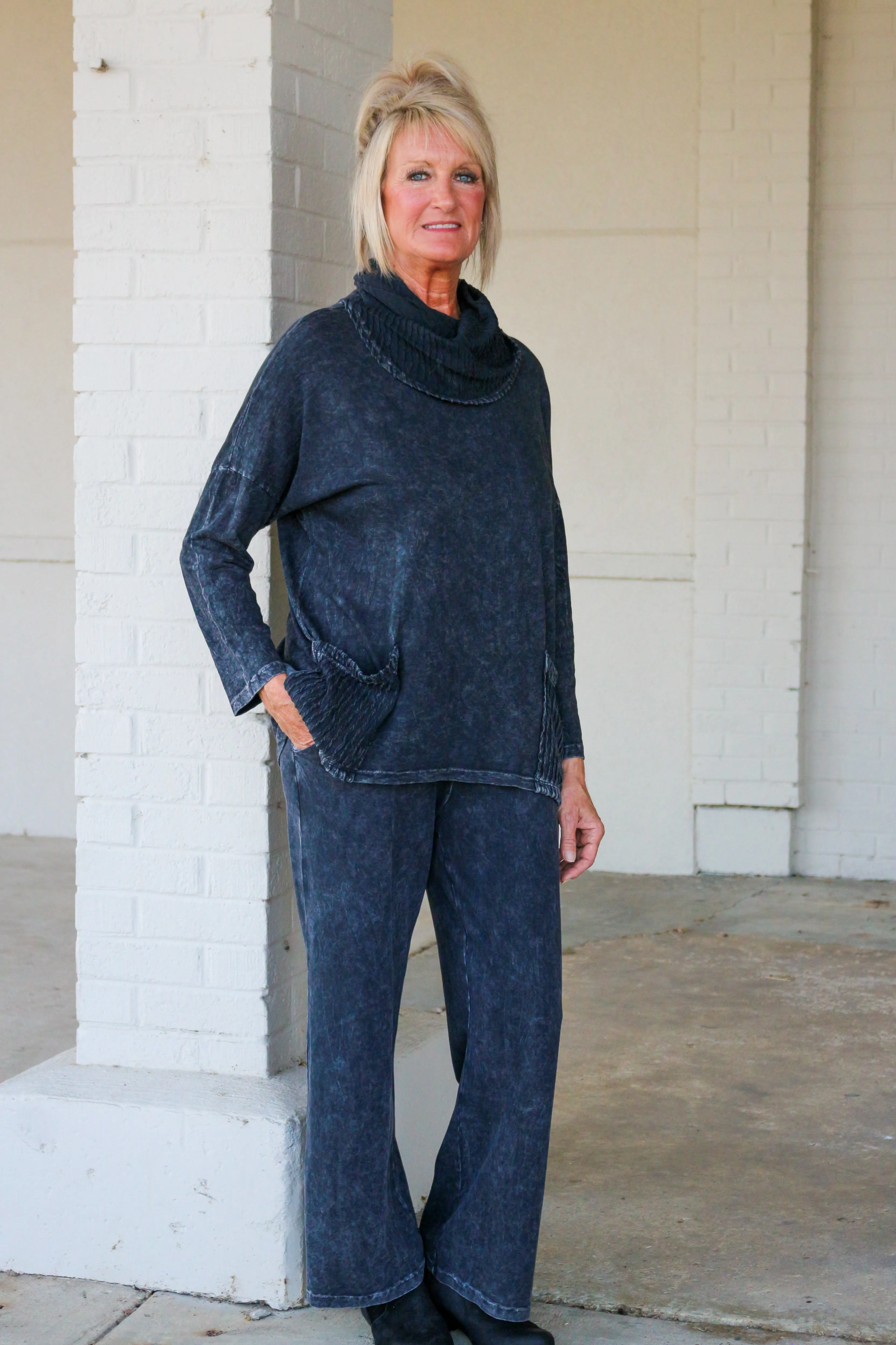 Jess & Jane Black Mineral Washed Comfy Yoga Pants