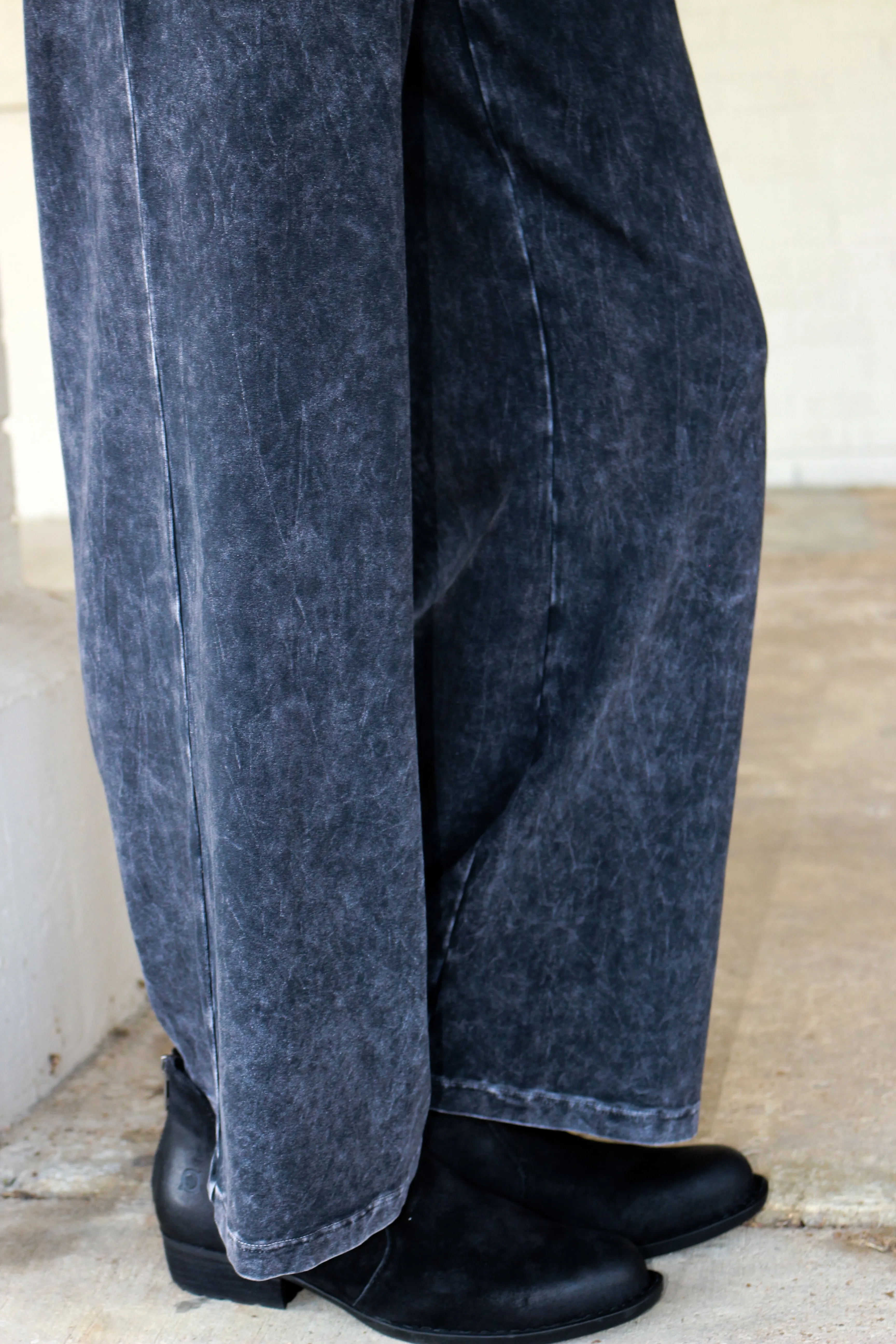 Jess & Jane Black Mineral Washed Comfy Yoga Pants