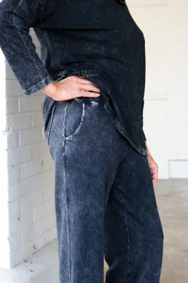 Jess & Jane Black Mineral Washed Comfy Yoga Pants