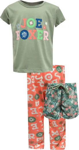 Joe Boxer Loungewear Spring Flowers Girls 3pc Pajama