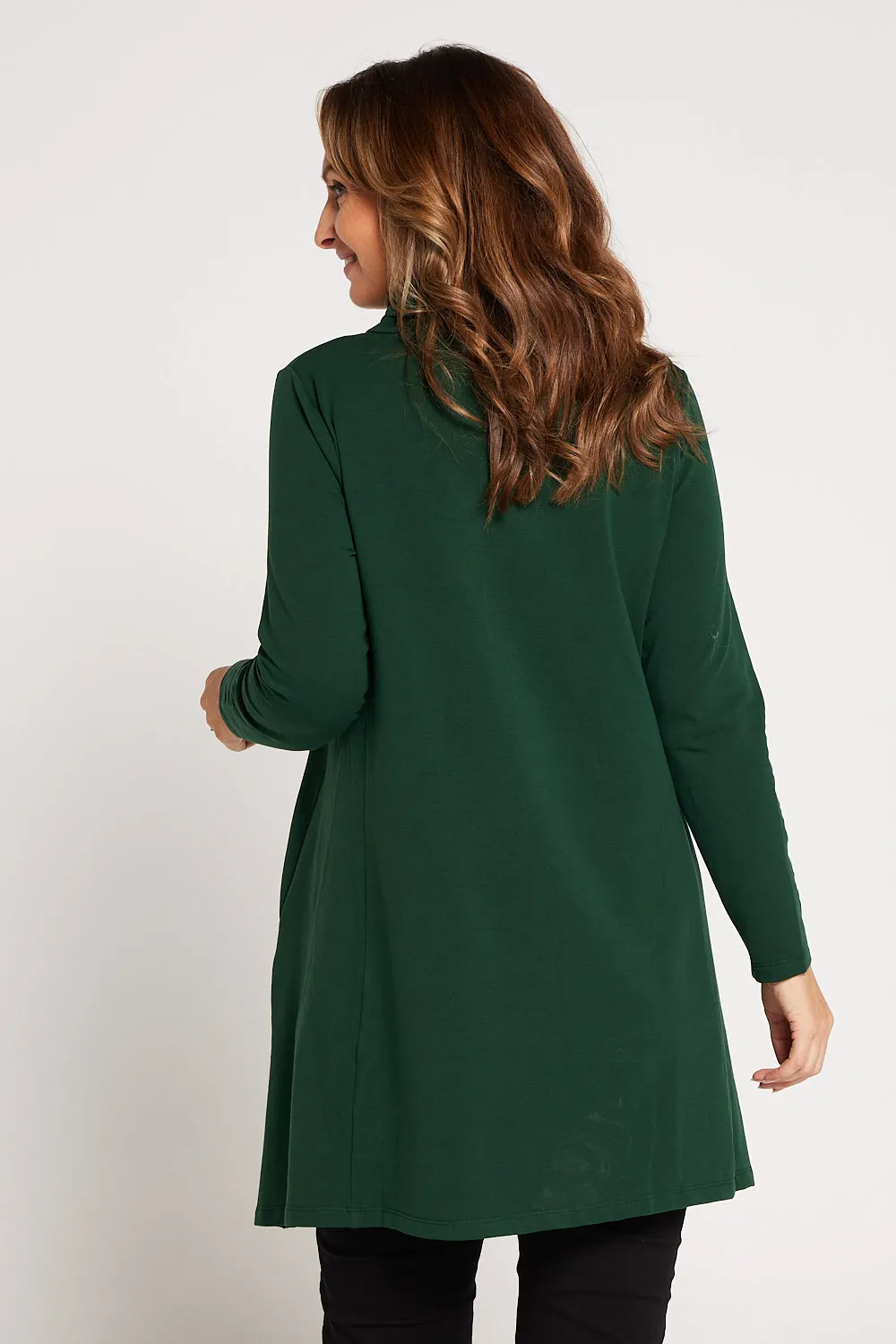 Here is an optimized title for your product: Women’s Forest Green Joslin Cowl Neck Tunic Top.