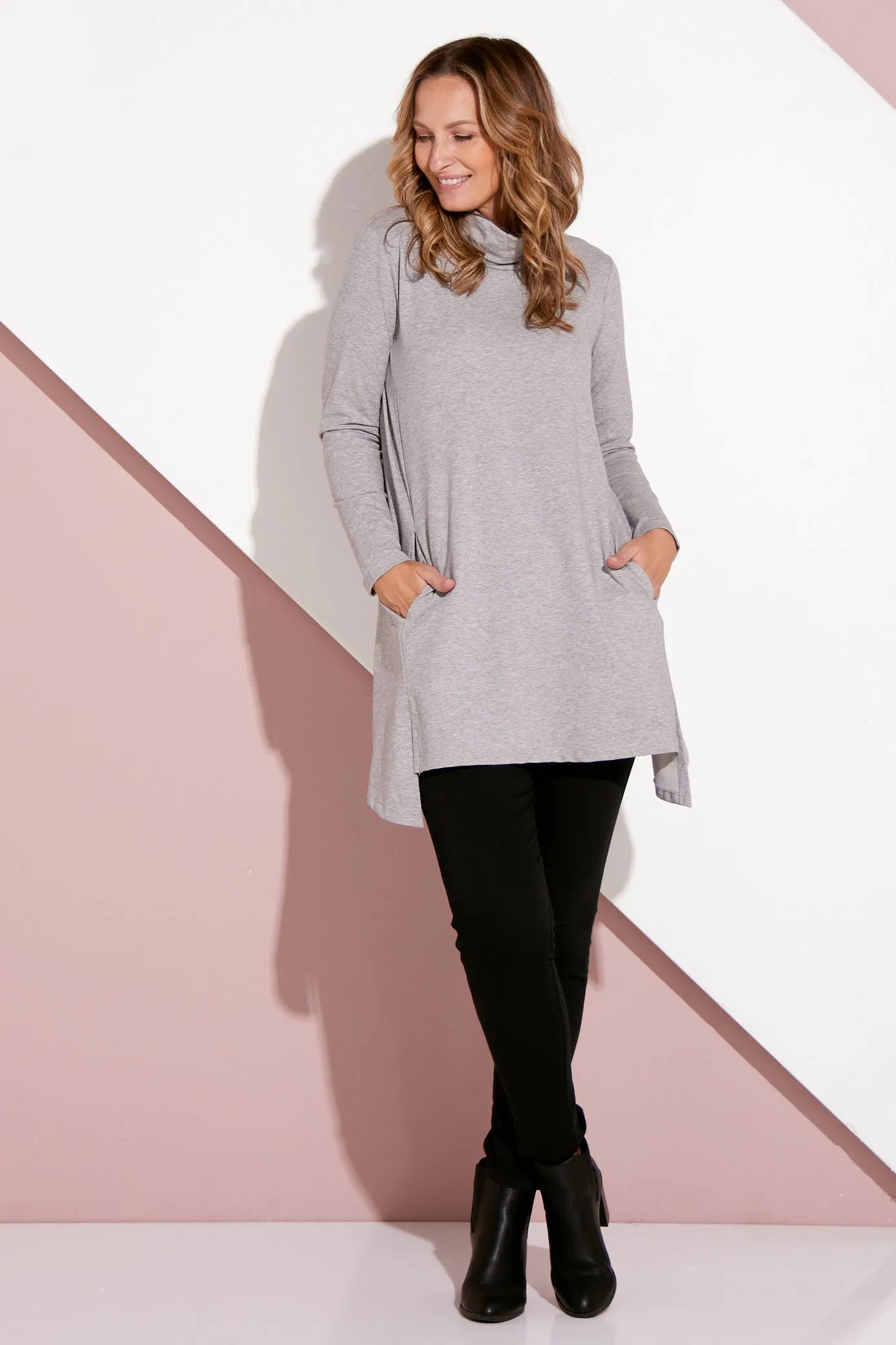 Joslin Cowl Tunic - Silver Marle