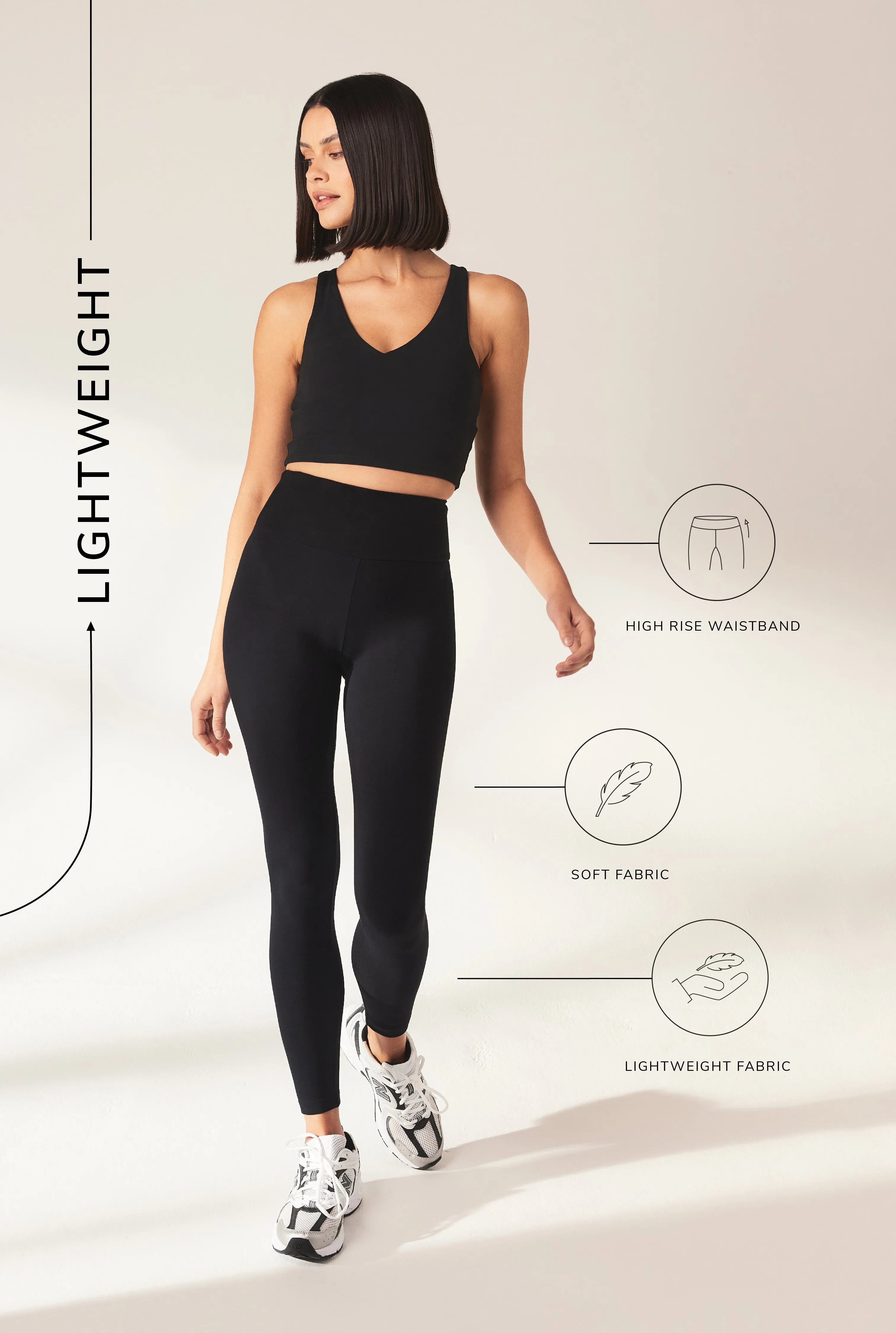 Lightweight Everyday High Waisted Leggings - Black