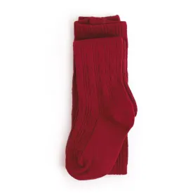 Little Stocking Co Cable Knit Tights - Crimson