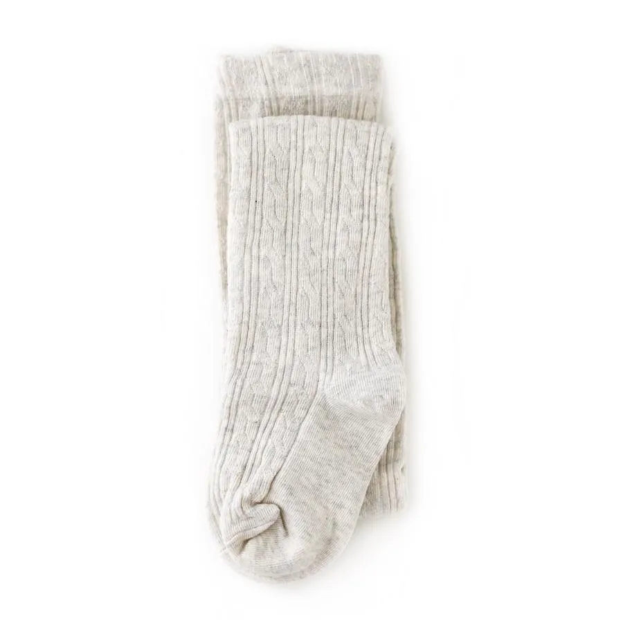 Little Stocking Co Cable Knit Tights - Heathered Ivory