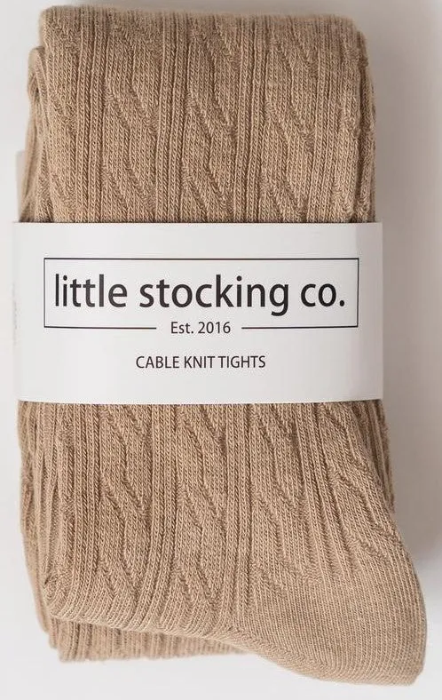 Little Stocking Co Cable Knit Tights - Oat