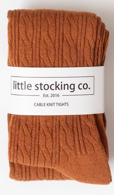 Little Stocking Co Cable Knit Tights - Sugar Almond